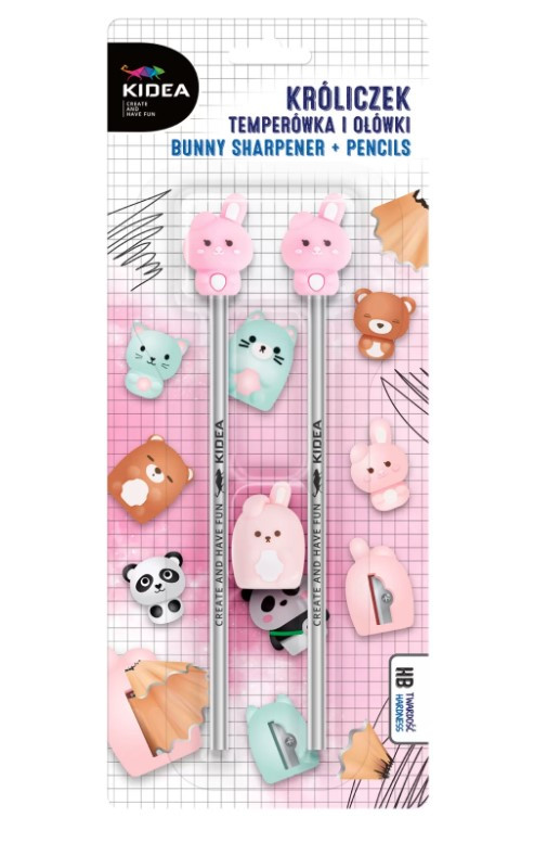 Temperówka z ołówkami 3szt Króliczek Kidea KROT3KA Derform